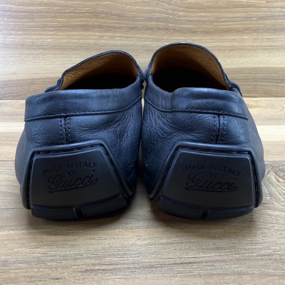 Gucci Micro Guccissima Driving Loafers Mens 8.5 Black Leather Penny Loafer Moc - Picture 7 of 11
